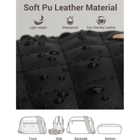 Women’s Small Waterproof Leather Crossbody Bag with Adjustable Strap - Multi-Poc - Picture 6 of 6